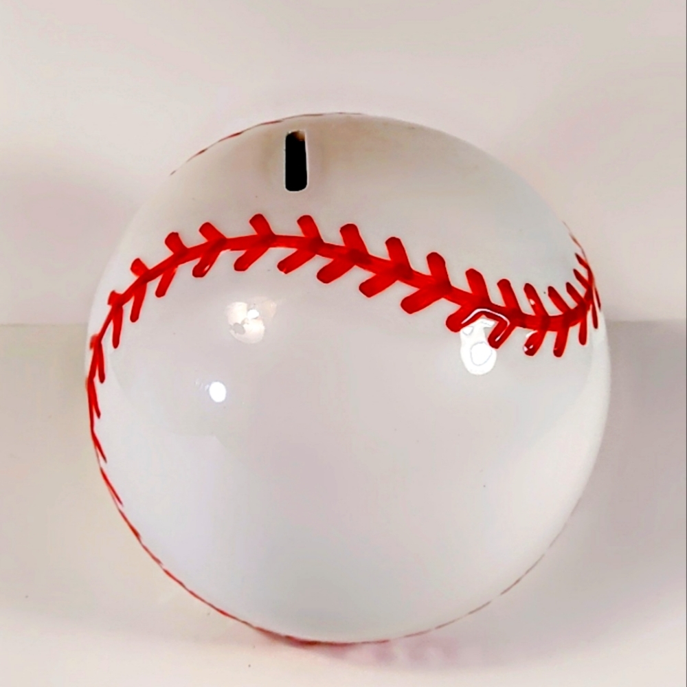 Rare Bella Casa by Ganz Ceramic Baseball Coin Piggy Bank